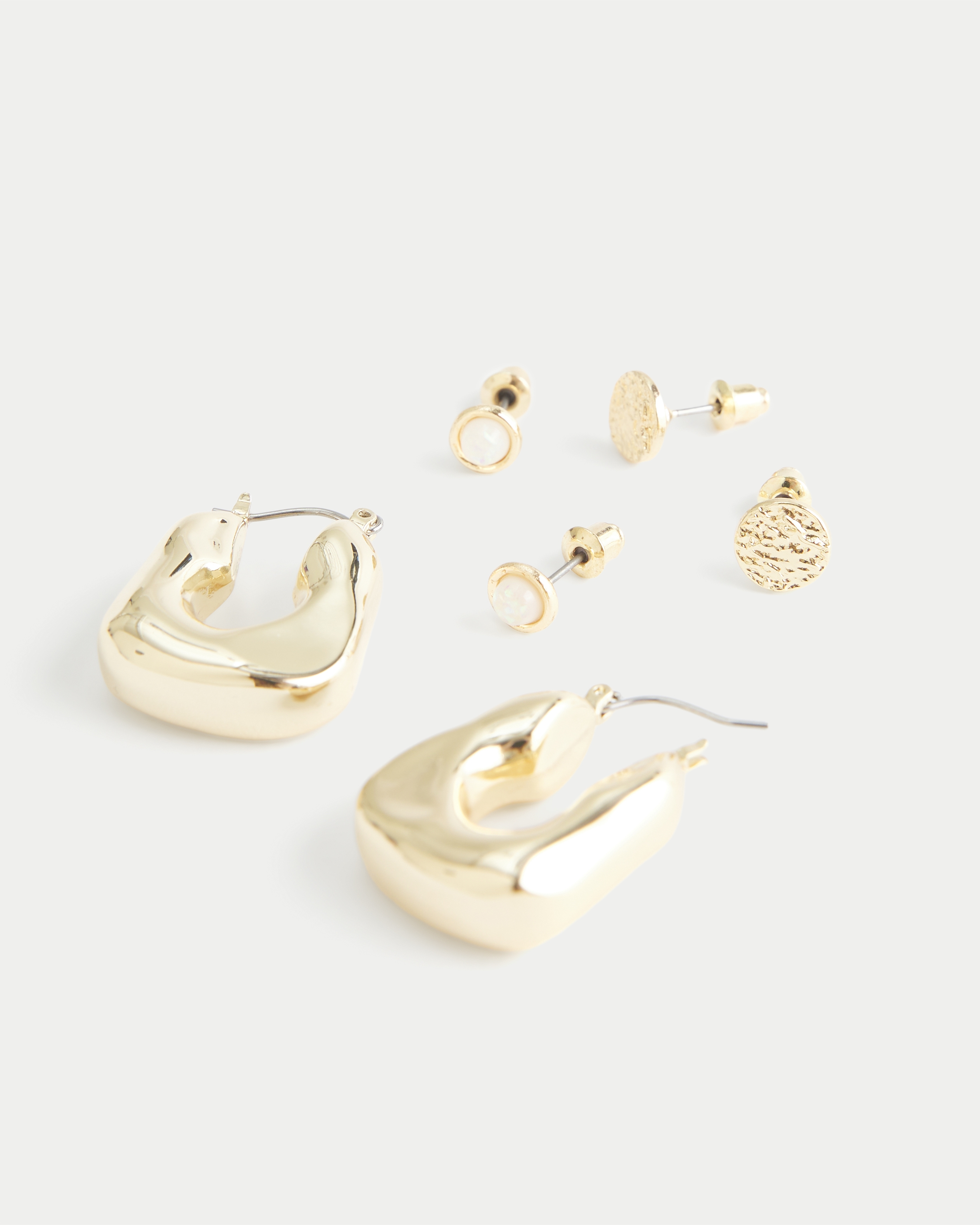 Gold Textural Hoop & Stud Earring 3-Pack