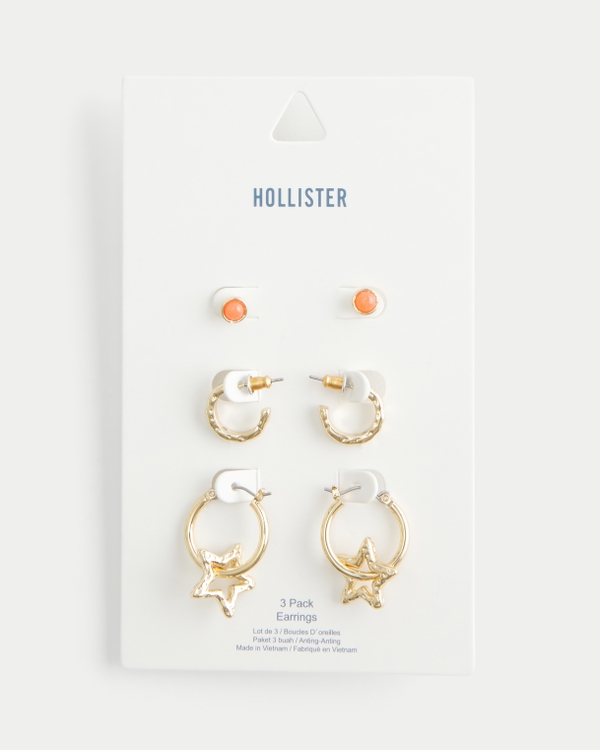 Star Hoop Earring 3-pack, Gold 3 Pk view 2