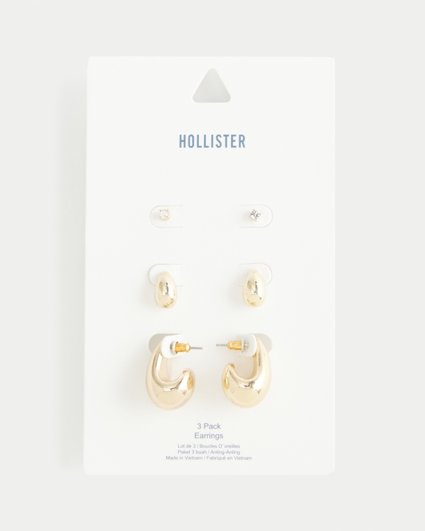 Teardrop Earring 3-Pack, Gold 3 Pk view 2