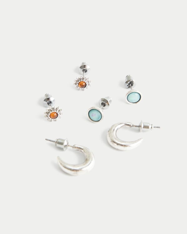 Silver Hoop & Stud Earring 3-Pack, Silver 3 Pk view 1