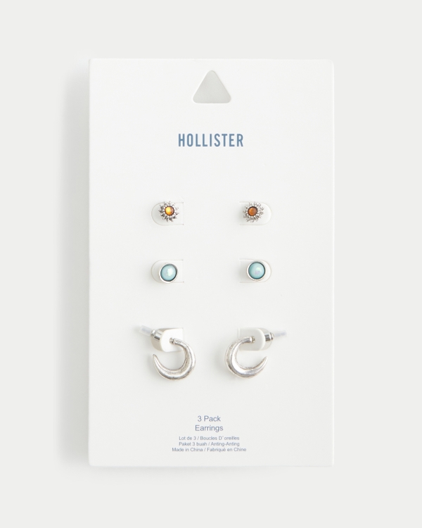 Silver Hoop & Stud Earring 3-Pack, Silver 3 Pk view 2