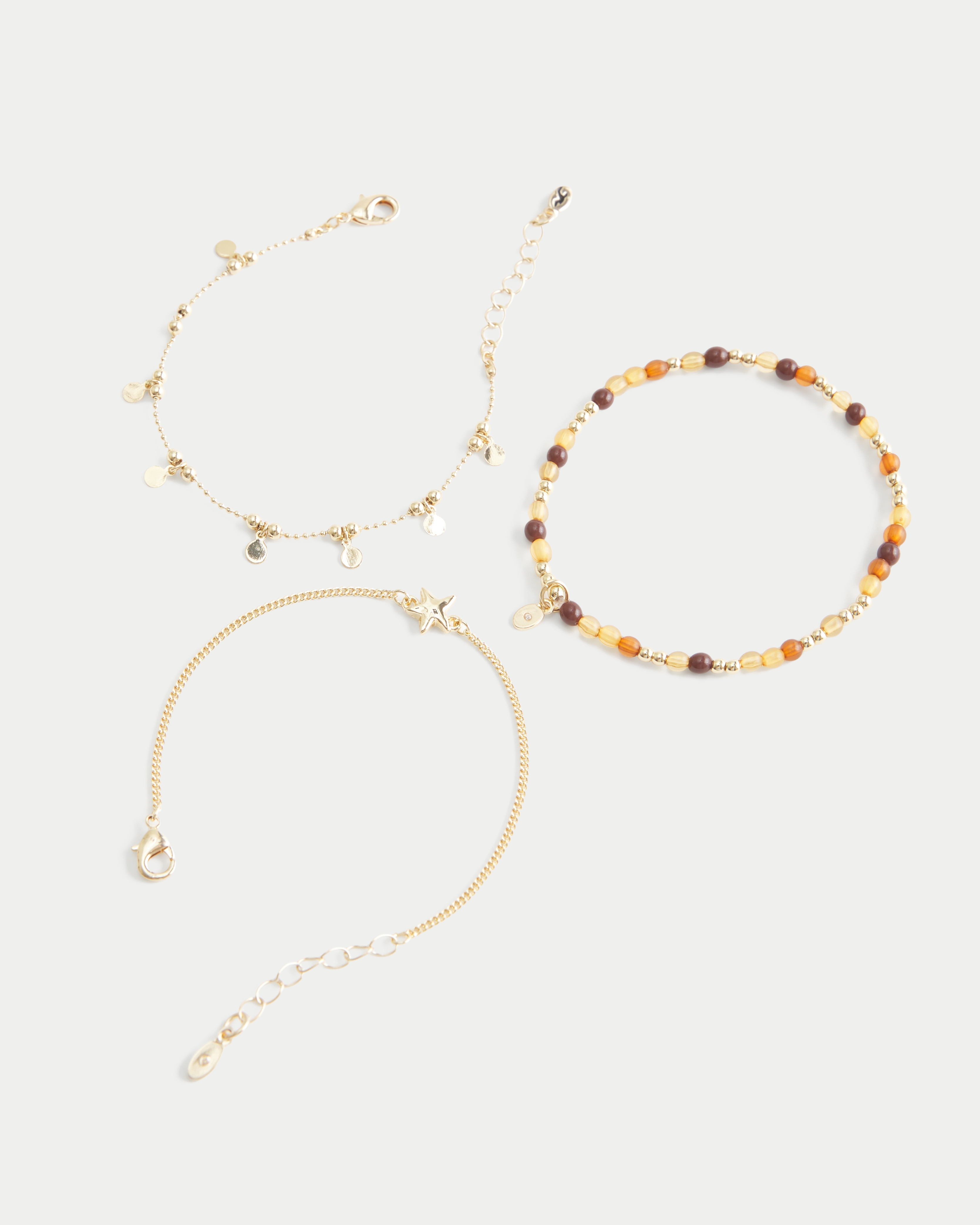 Gold Star Beaded Charm Bracelet 3-Pack