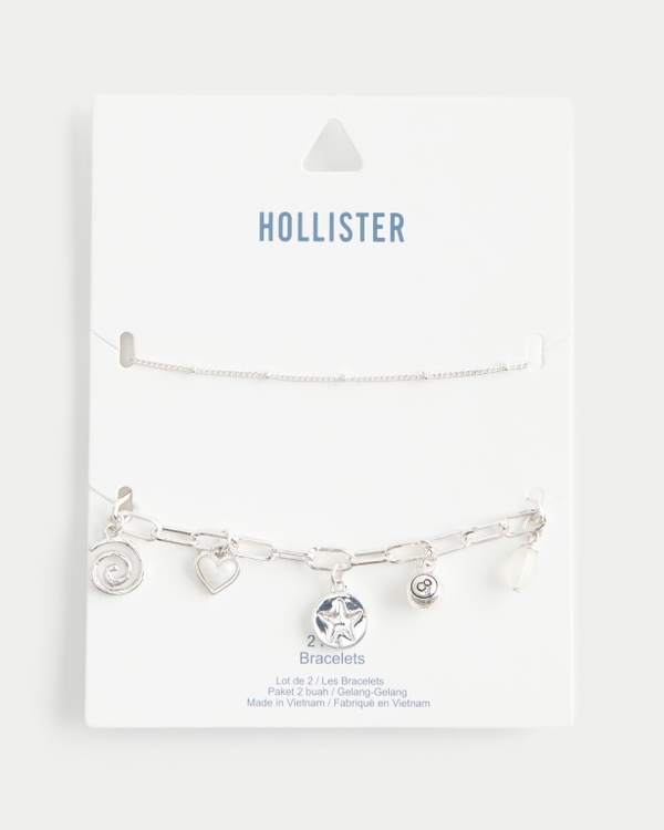 Silver Charm Bracelet 2-Pack, Silver 2pk view 2