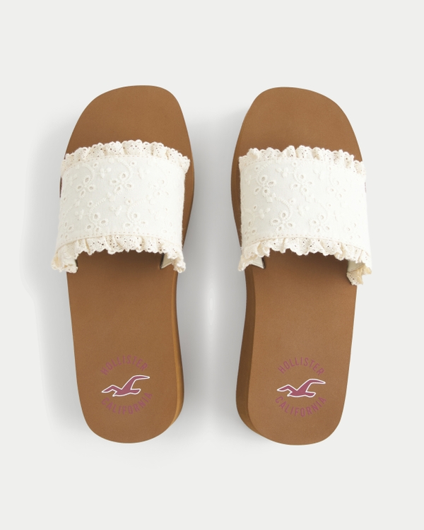Eyelet Platform Sandals, White view 1