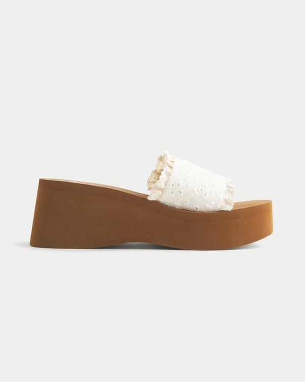 Eyelet Platform Sandals, White view 2