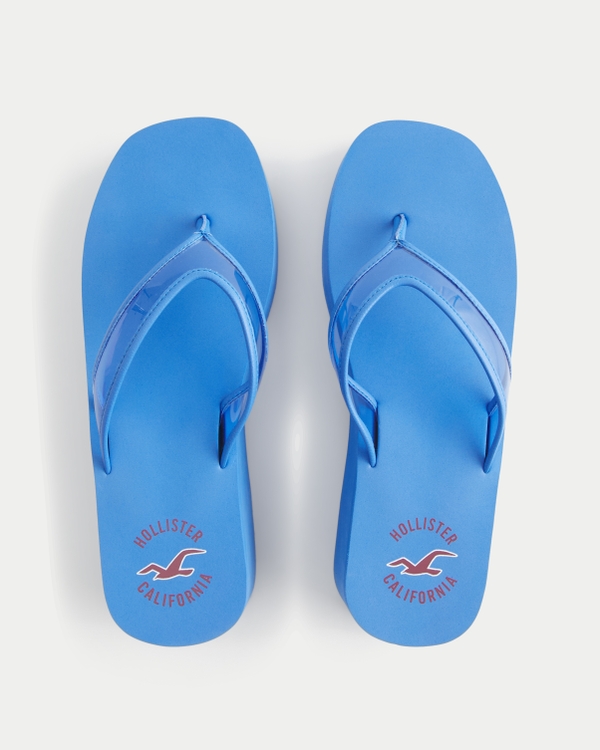 Blue Platform Flip Flops, Cobalt view 1