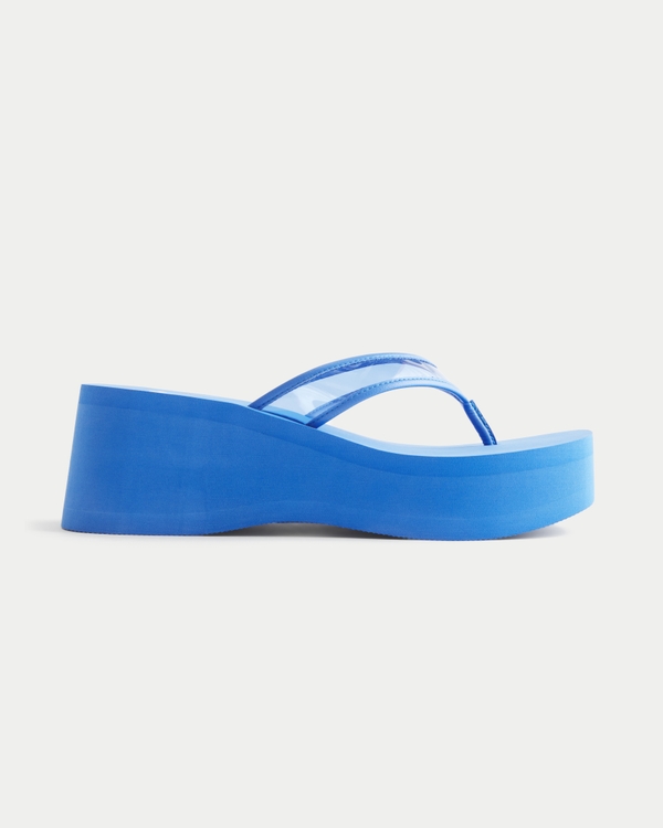 Blue Platform Flip Flops, Cobalt view 2