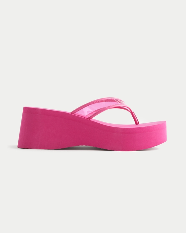 Pink Platform Flip Flops, Dark Pink view 2