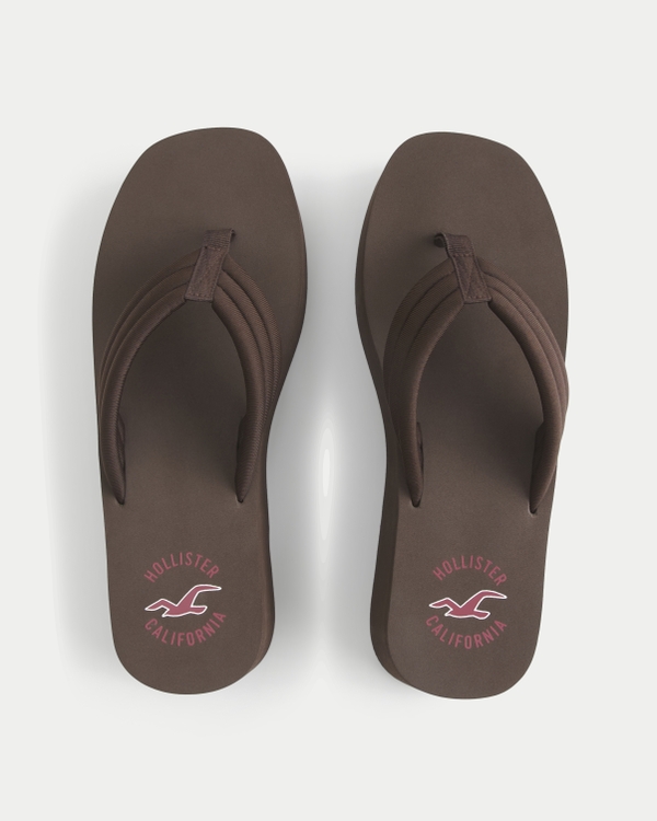 Brown Foam Platform Flip Flops, Brown view 1