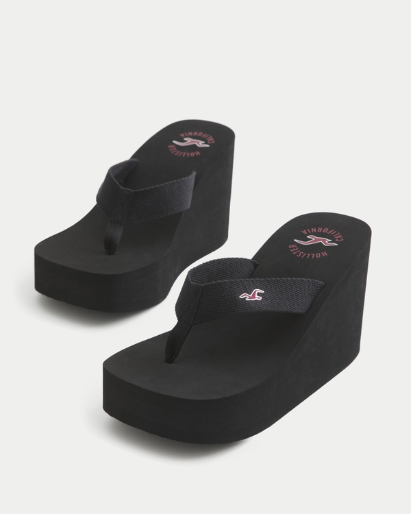 Black Ultra Platform Flip Flops, Black view 1
