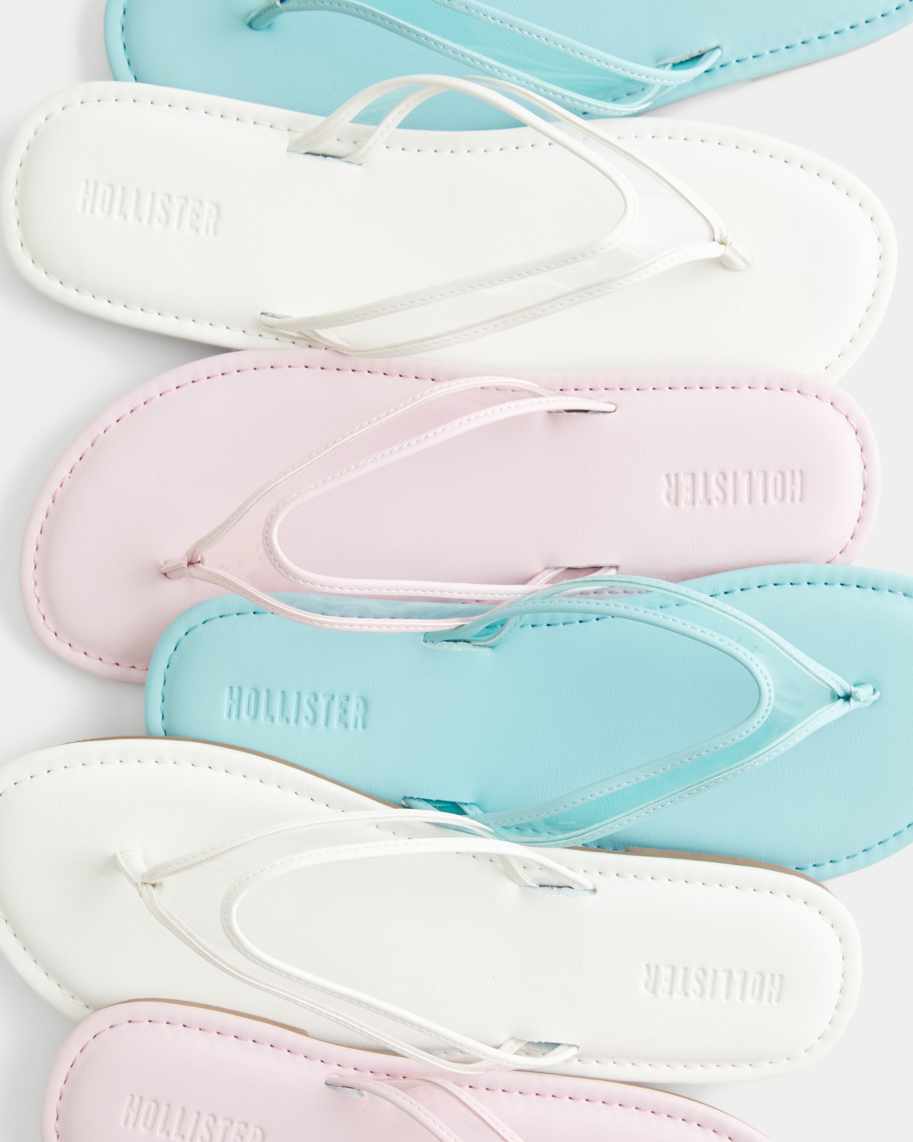Pink Faux Leather Flip Flops