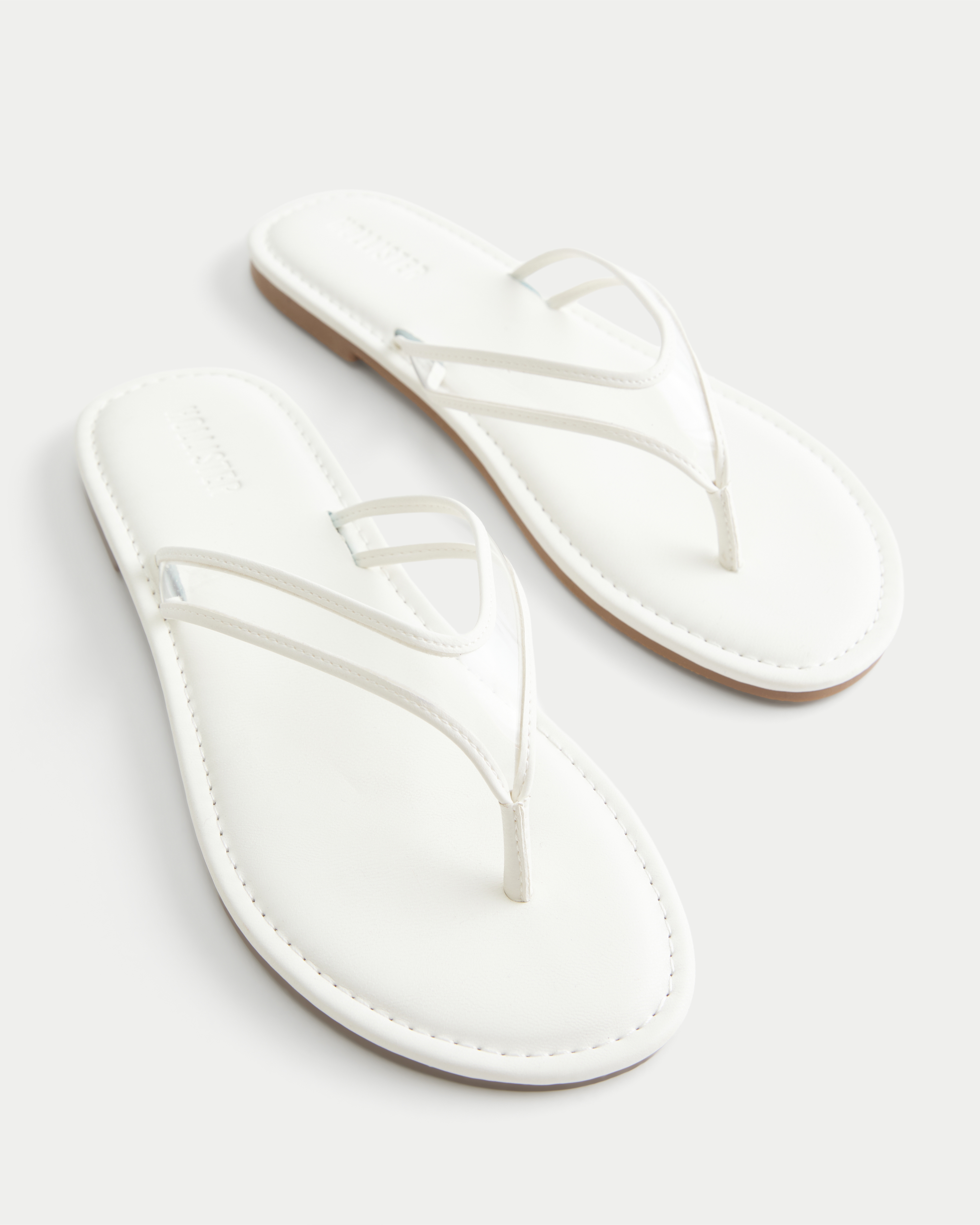 White Faux Leather Flip Flops