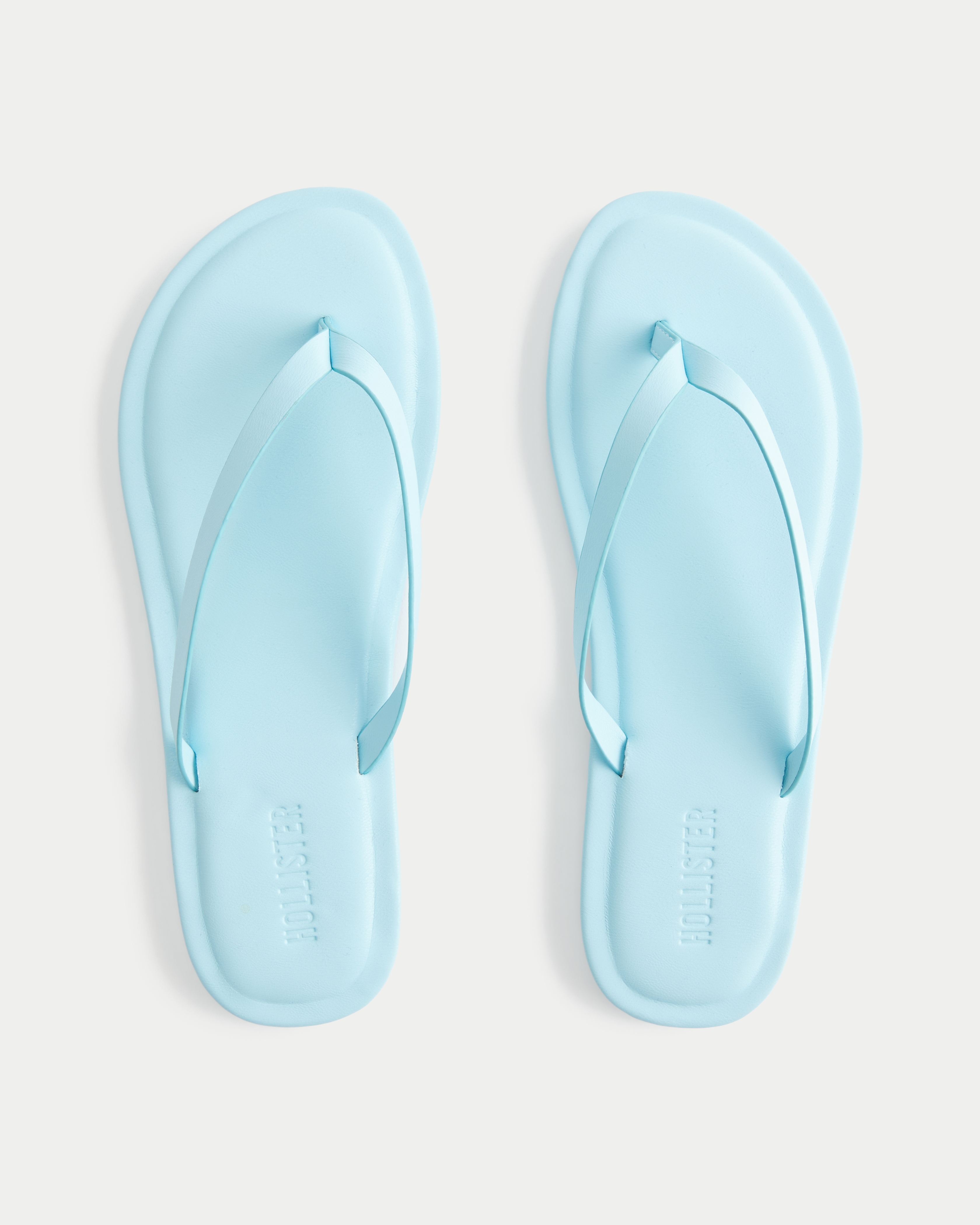 Light Blue Faux Leather Flip Flops