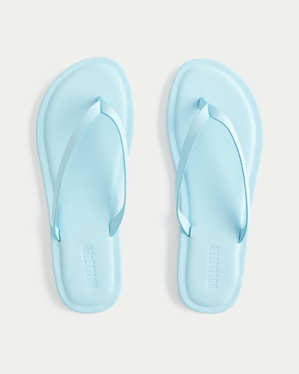 Light Blue Faux Leather Flip Flops, Light Blue view 1