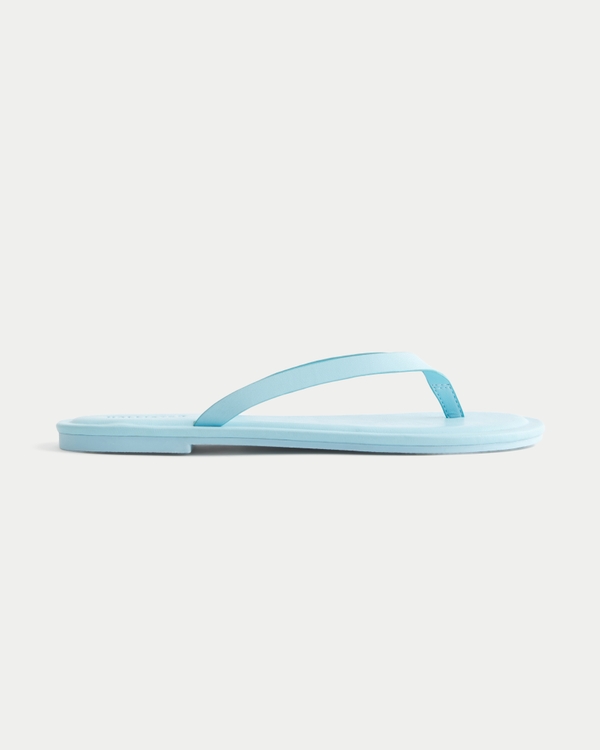 Light Blue Faux Leather Flip Flops, Light Blue view 2
