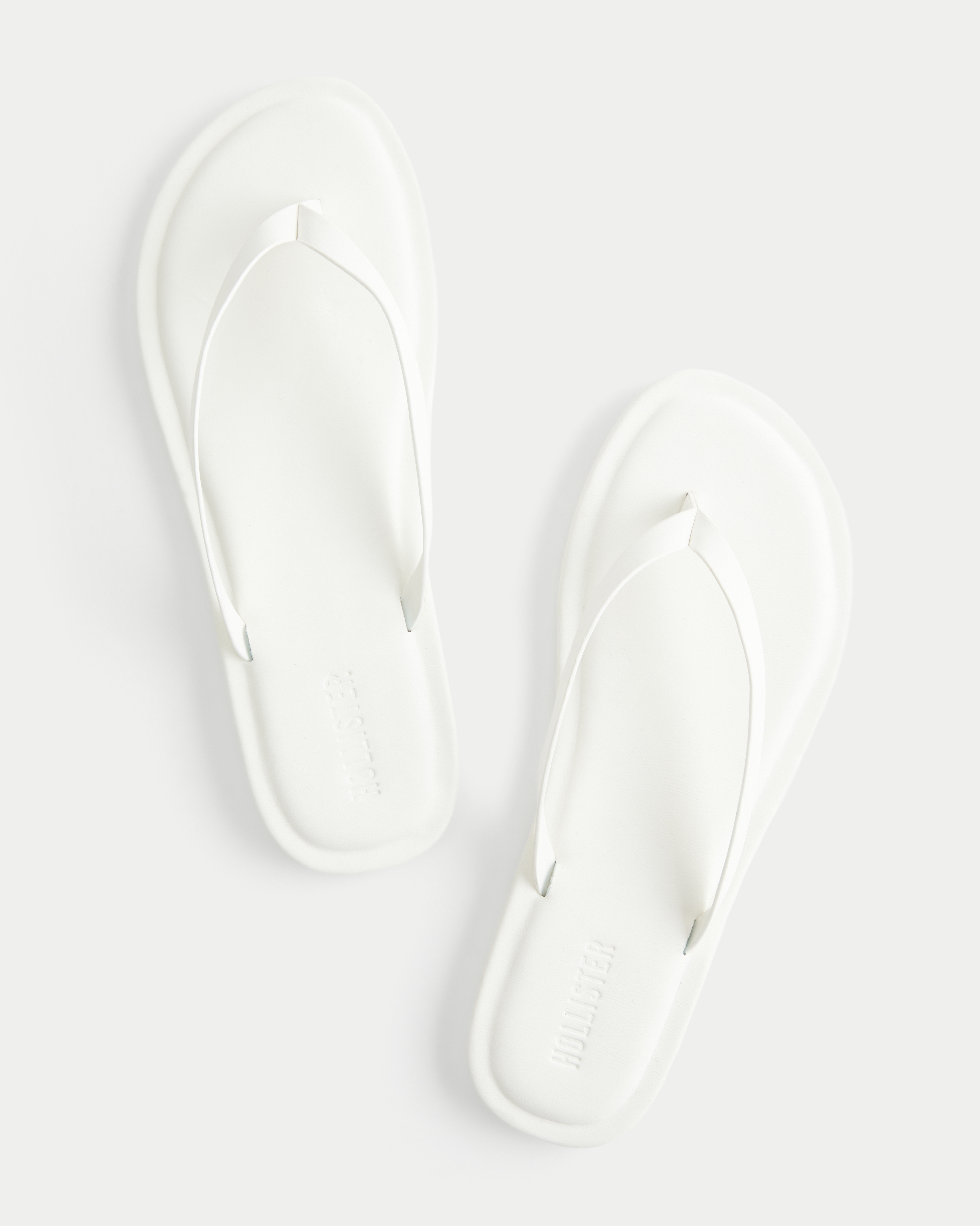 White Core Faux Leather Flip Flops