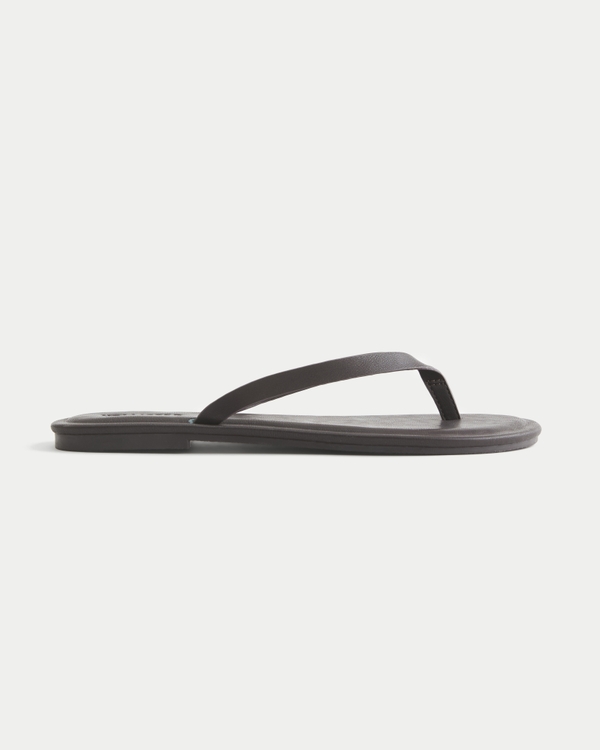 Brown Core Faux Leather Flip Flops, Dark Brown view 2