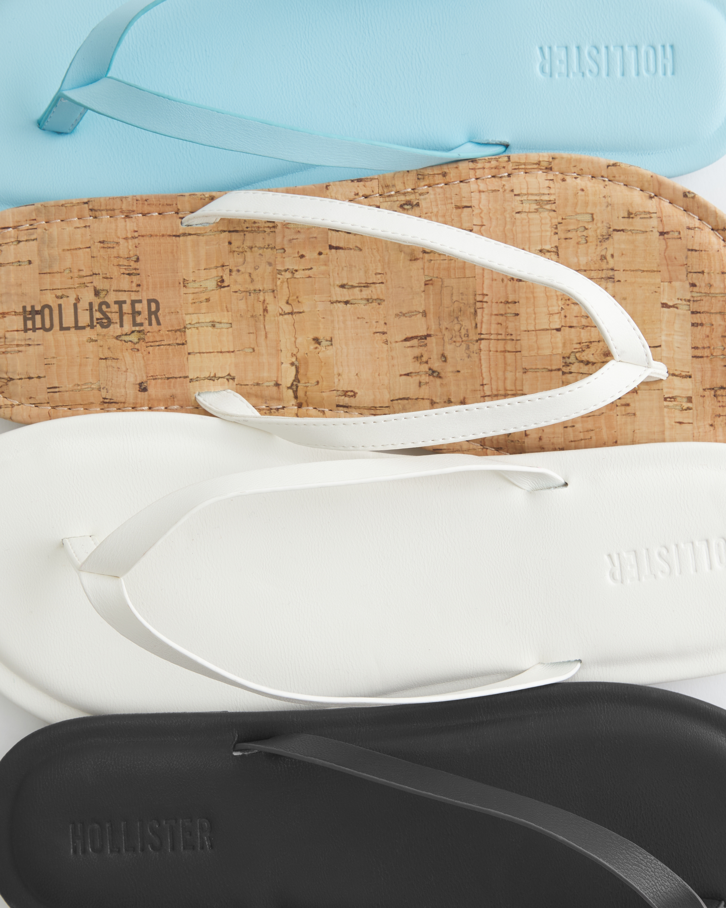 White Cork Faux Leather Flip Flops
