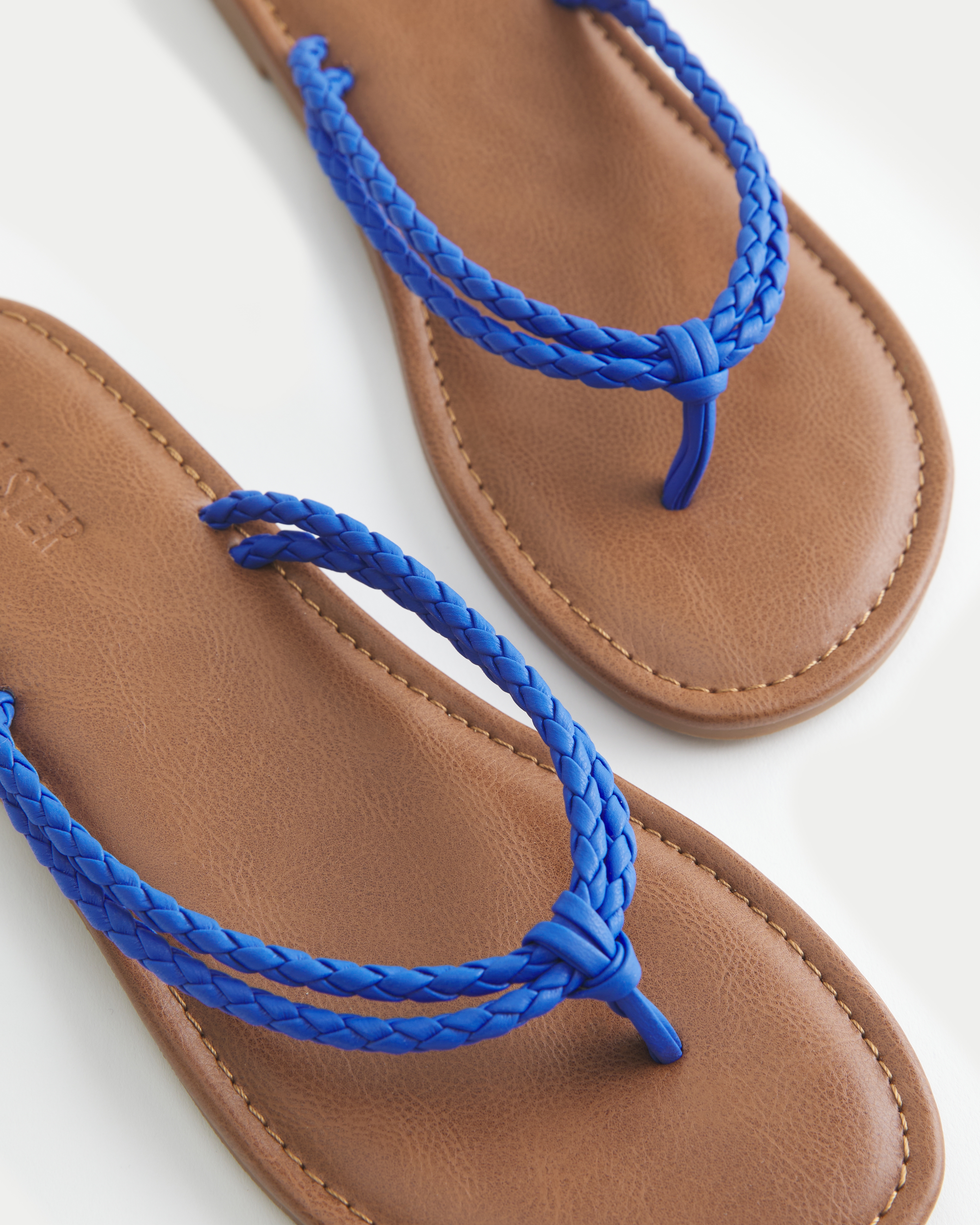 Braided Double Strap Faux Leather Flip Flops