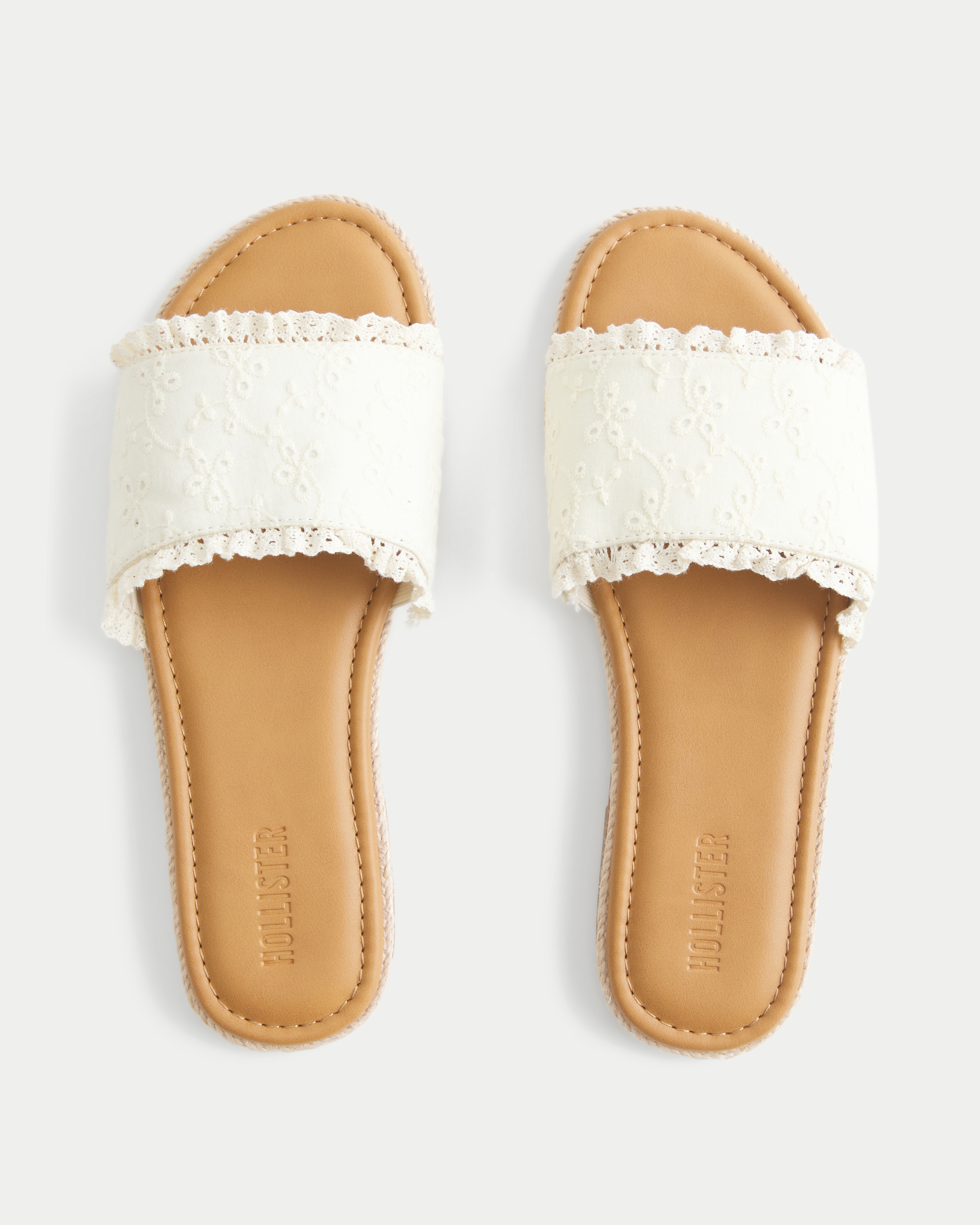 White Eyelet Faux Leather Sandals