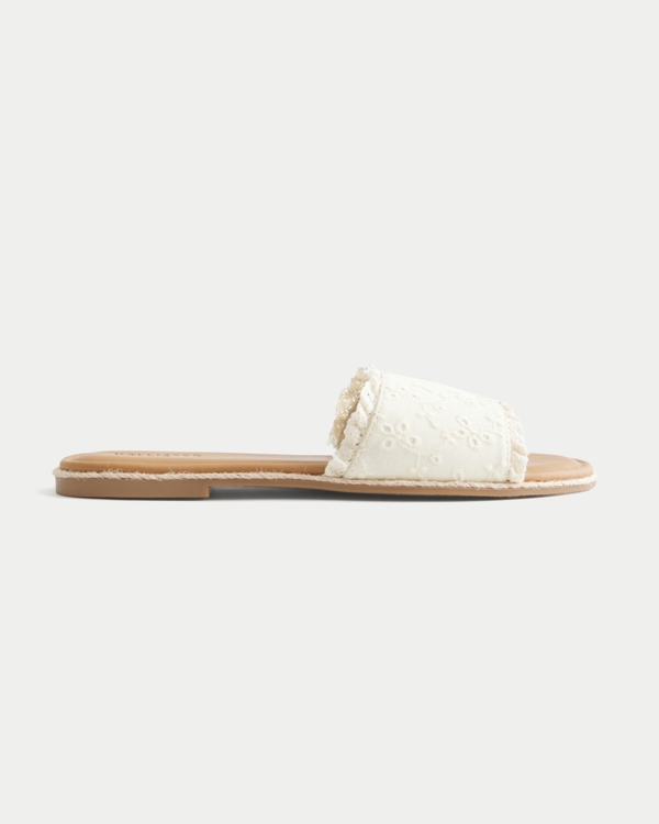 White Eyelet Faux Leather Sandals, White view 2
