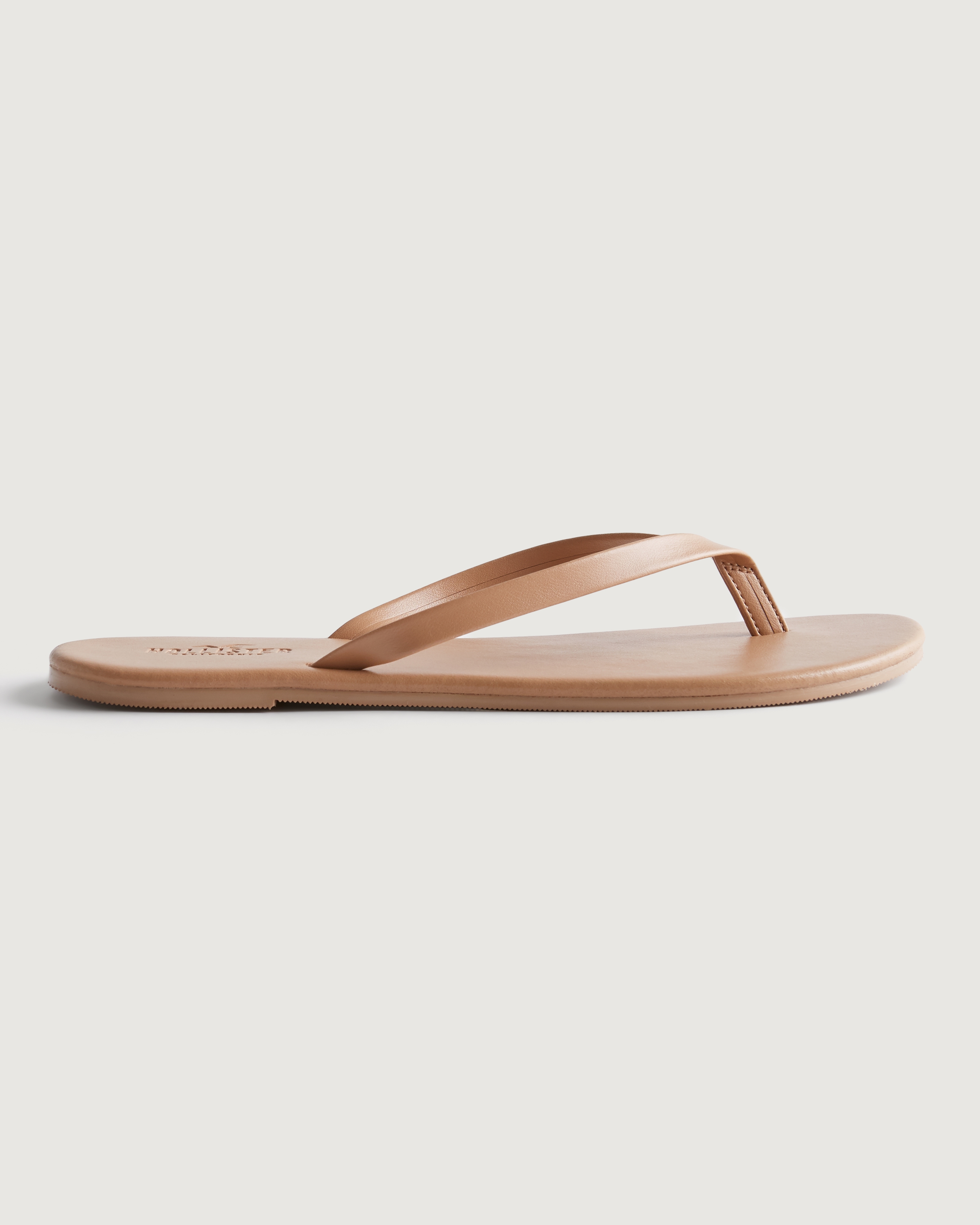 Hollister brown leather store flip flops