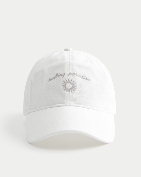 Seeking Paradise Graphic Baseball Hat, White