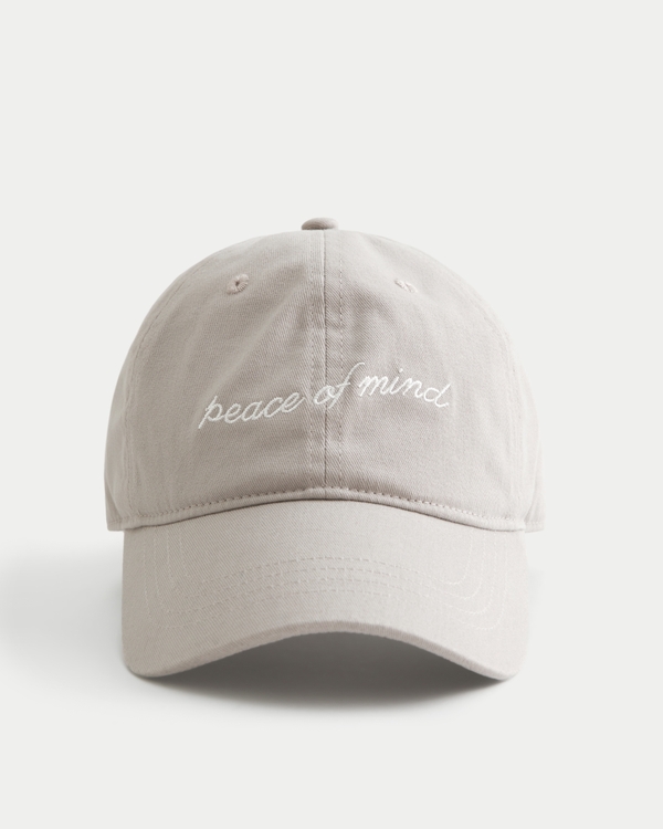 Peace of Mind Graphic Baseball Hat, Taupe
