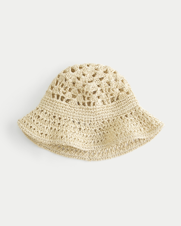 Crochet-Style Bucket Hat, Light Brown