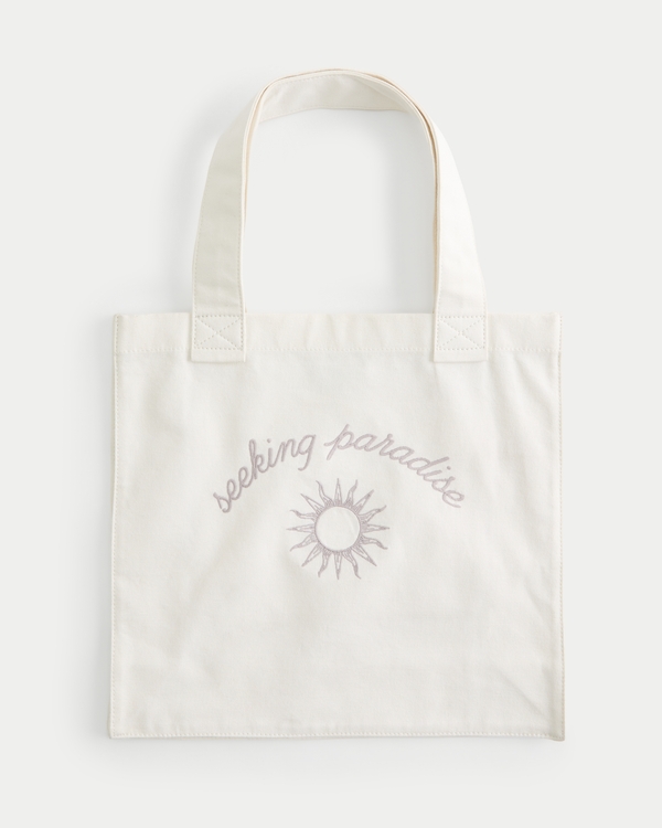 Seeking Paradise Graphic Tote, Cream