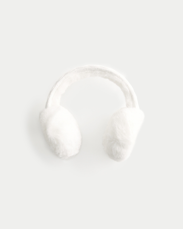 Cable-Knit Earmuffs, Cloud White