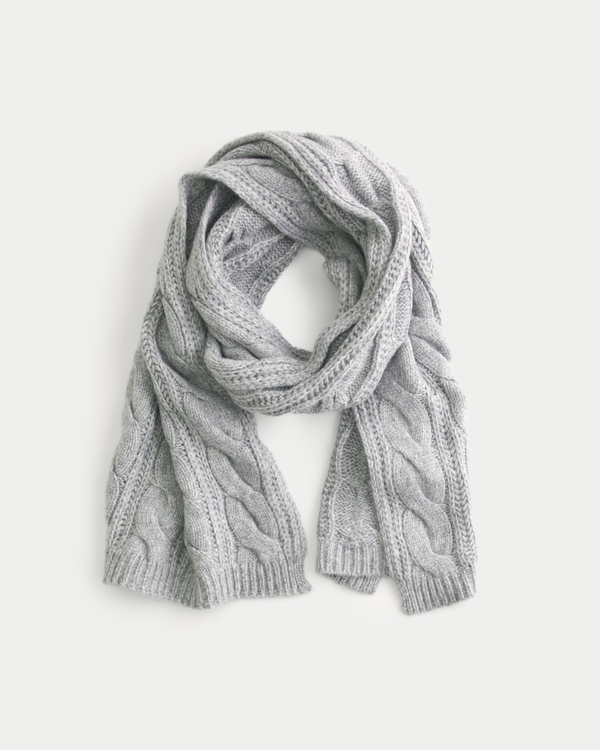 Cable-Knit Scarf, Heather Gray