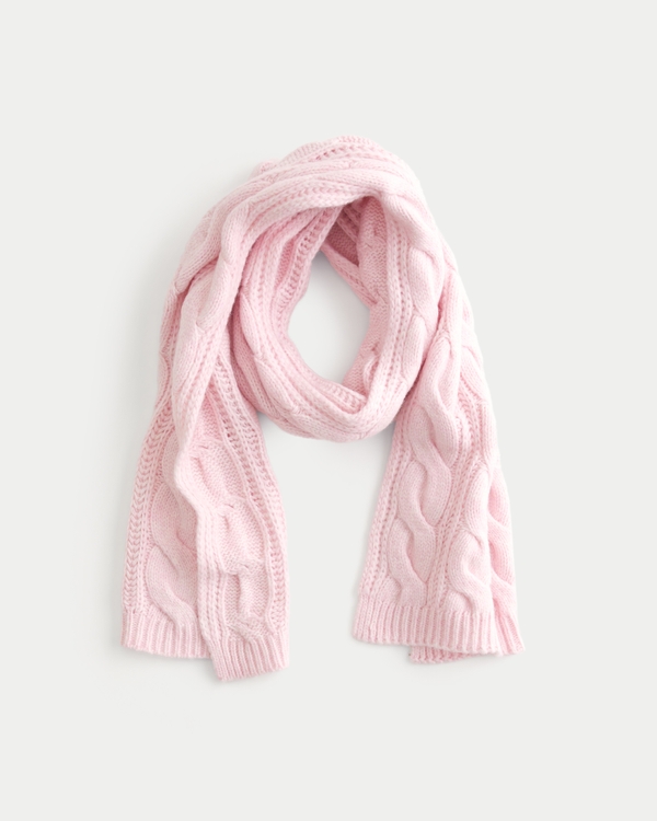 Cable-Knit Scarf, Pink