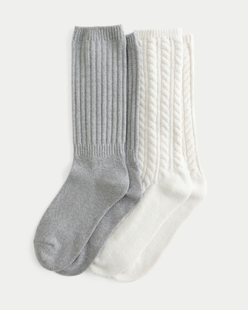 Women s Cable Knit Socks 2 Pack Women s Hollister Sale Up to 40 Off Select Styles HollisterCo