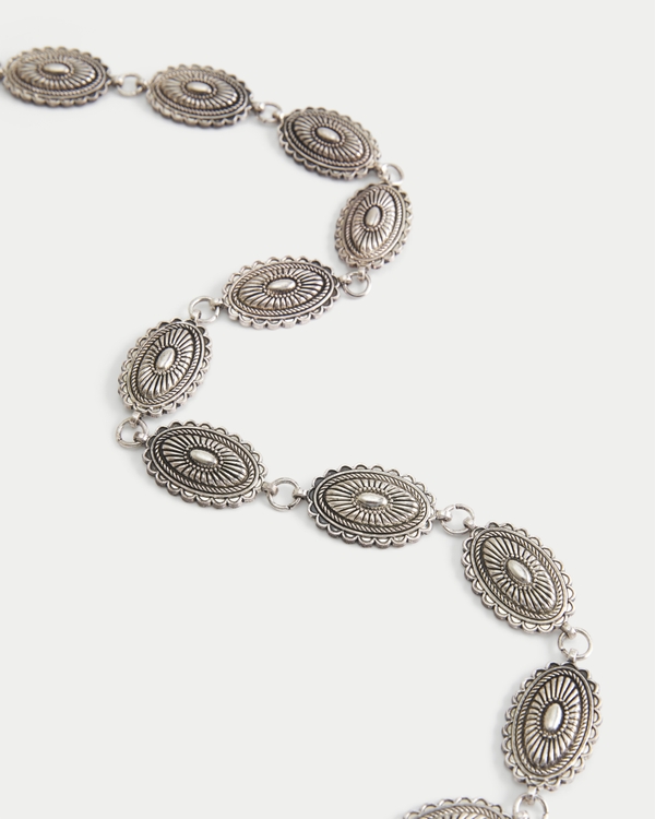 Metal Medallion Belt, Silver view 1