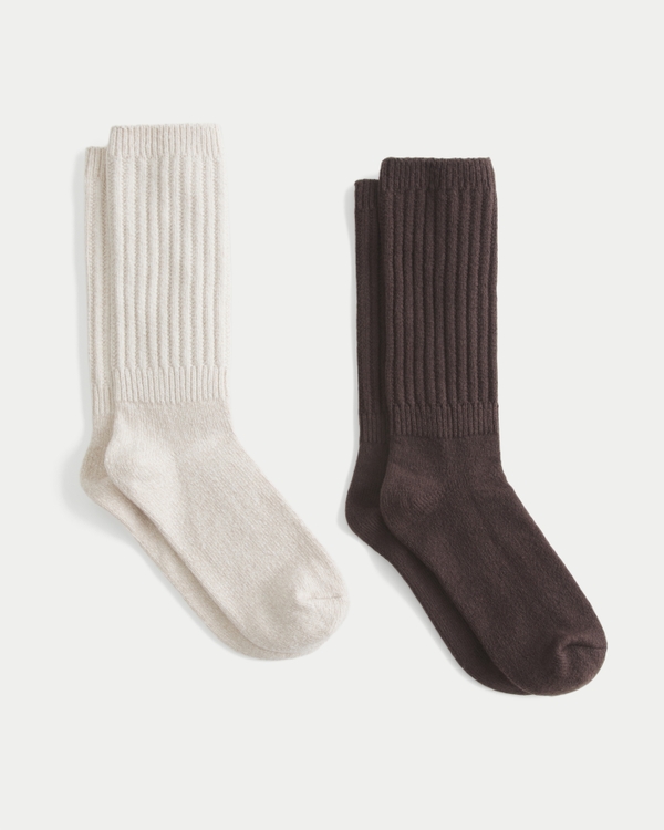 Ribbed Socks 2-Pack, Espresso-cream view 1