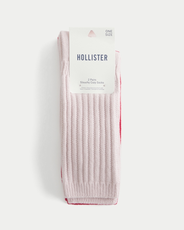Ribbed Socks 2-Pack, Crimson-pale Lilac view 2