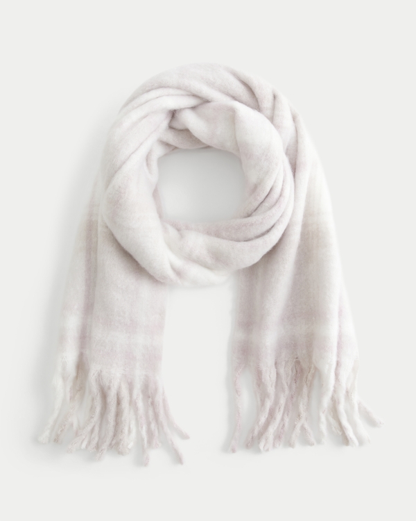 Woven Scarf, Light Grey Plaid view 1