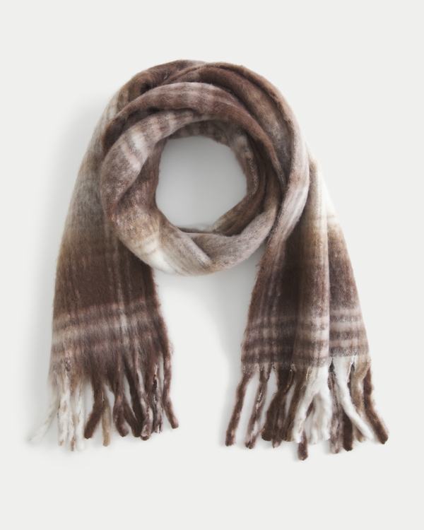 Woven Scarf, Espresso Plaid view 1
