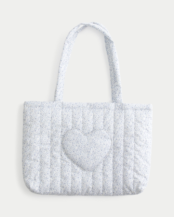 Heart Pocket Sleepover Bag, Light Blue Floral view 1