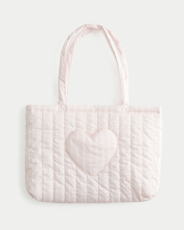 Heart Pocket Sleepover Bag, Light Pink Stripe view 1