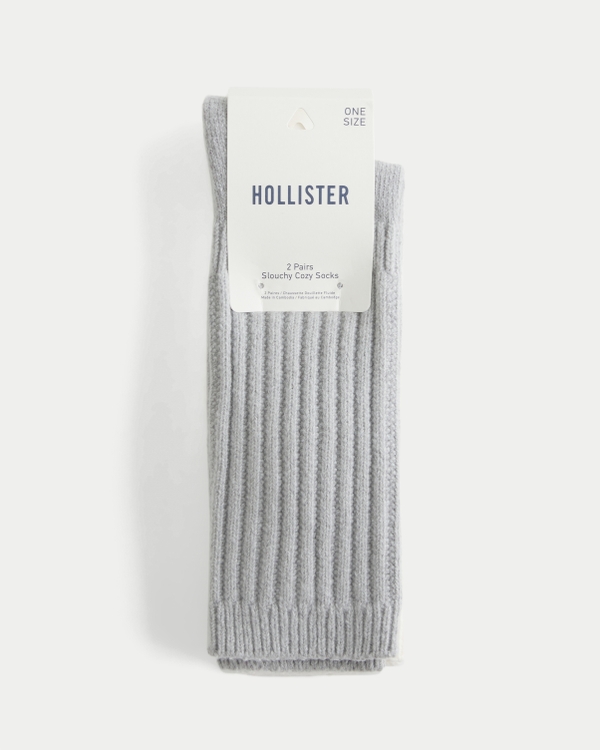 Ribbed Socks 2-Pack, Grey-cloud White view 2