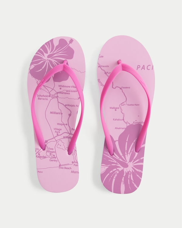 Flip Flops, Dark Pink Print view 1