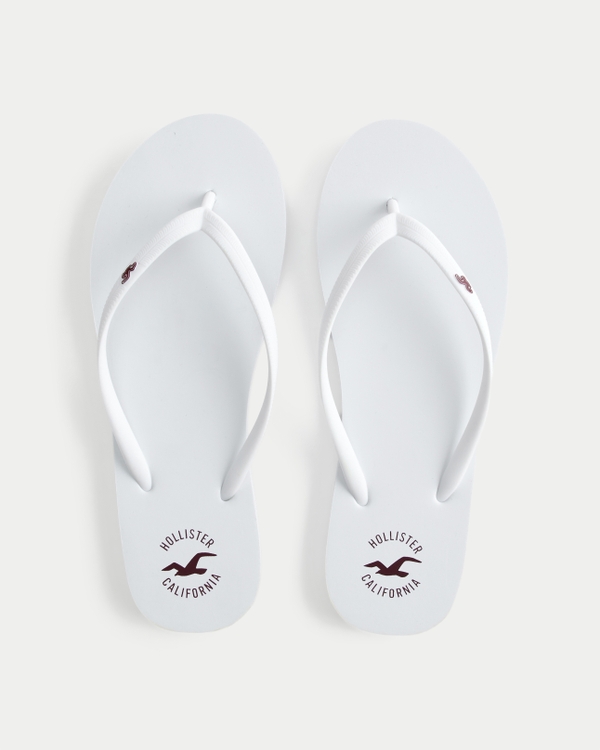 Rubber Logo Flip Flops, White view 1