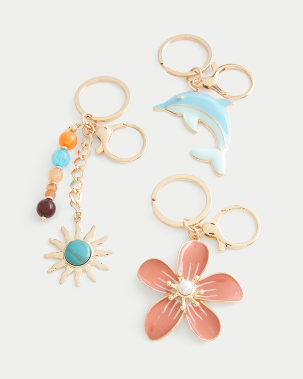 Beach Charm Keychain Pack, Gold view 1