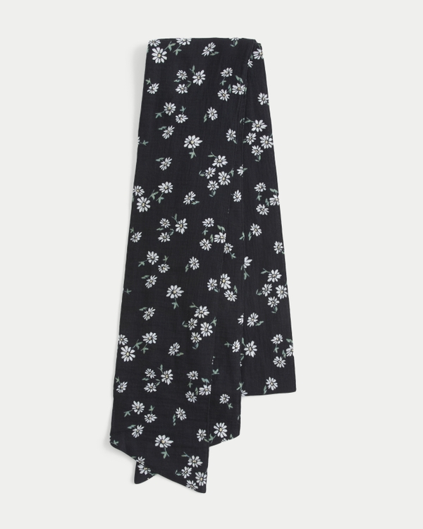 Floral Pattern Scarf, Black Floral view 2