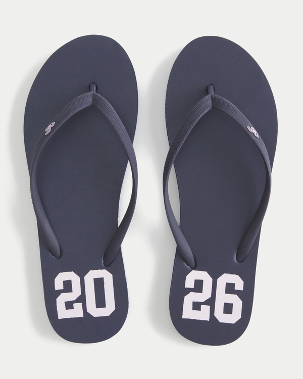 2026 Graphic Rubber Flip Flops, Navy view 1
