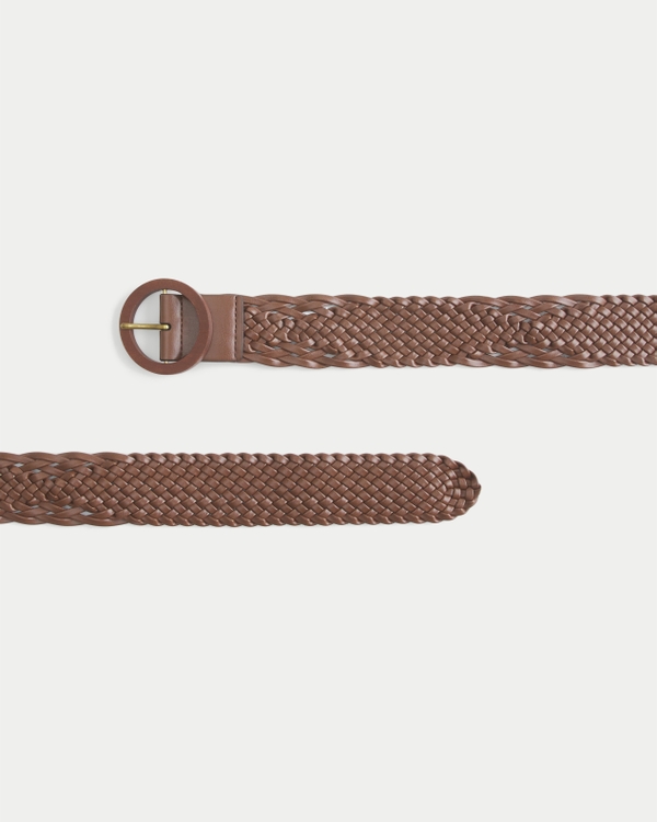 Braided Faux Leather Belt, Brown view 2