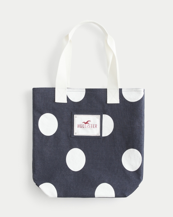 Cotton Canvas Bag, Navy Dot view 2