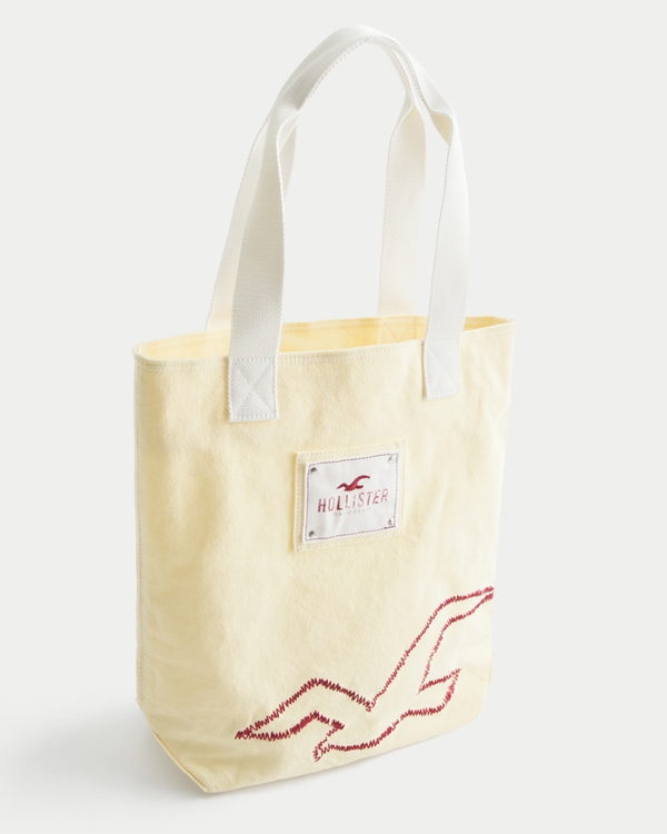 Embroidered Canvas Bag, Butter Yellow view 1